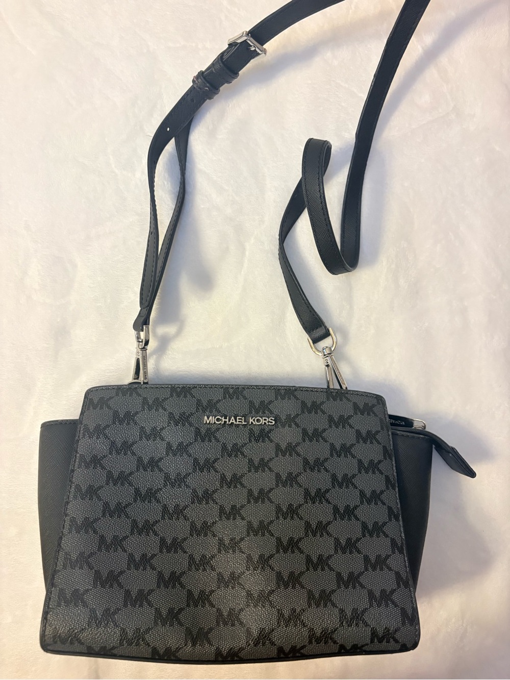 Michael Kors Black/Gray MK Logo Crossbody Bag